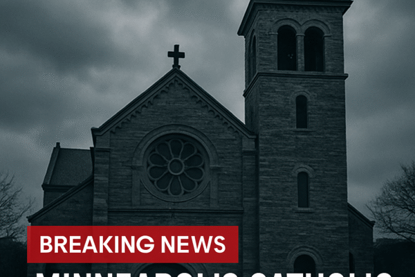 Breaking News: Minneapolis Catholic School Shooting Kills 2 Children – August 29, 2025 “Exterior of Minneapolis Catholic Church, site of the 2025 shooting incident, showing a somber atmosphere with cloudy sky”